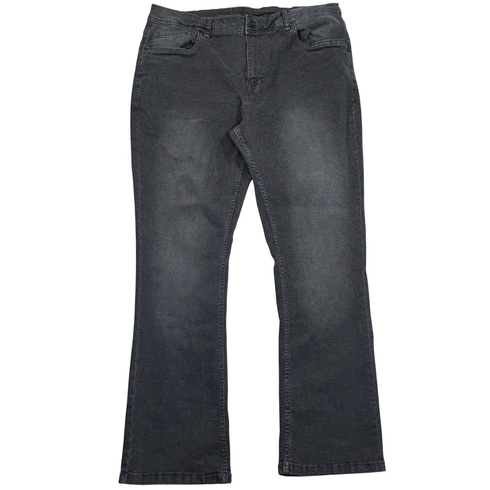 The Perfect Jean NYC Mens Bootcut Dark Gray Faded Stretch Denim Jeans 38x30